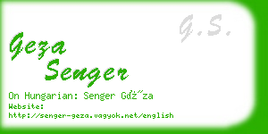 geza senger business card